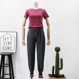 Set: Plain Crop T-shirt + Harem Pants