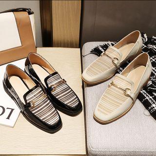 Block Heel Striped Loafers