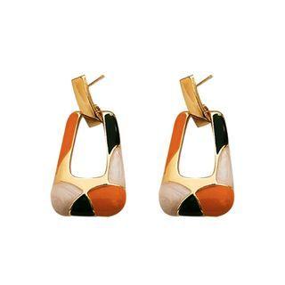 Enamel Drop Earring 1 Pair - Silver Needle - Tangerine - One Size