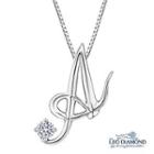 Initial Love 18k White Gold Diamond Pendant Necklace (16) - A