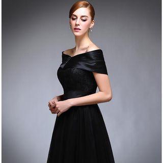 Off-shoulder Midi Cocktail Dress