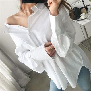 Chelsea-collar Lace-up Back Shirt