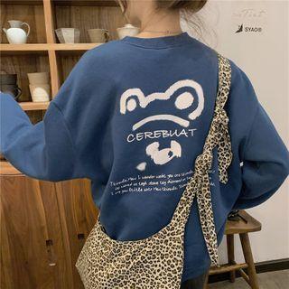 Bear Print Sweater + High-waist Drawstring Pants