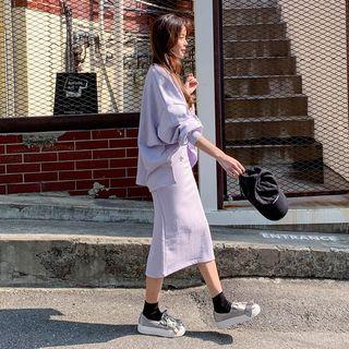 Slit-back Long Pencil Skirt