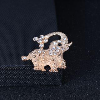 Rhinestone Elephant Brooch Gold - One Size