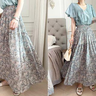 Waistband Maxi Paisley Skirt
