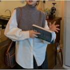 Turtleneck Knit Cape / Plain Shirt / Midi Skirt