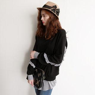 Stripe-trim Cotton Sweatshirt