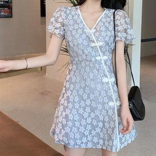V-neck Lace Qipao Dress