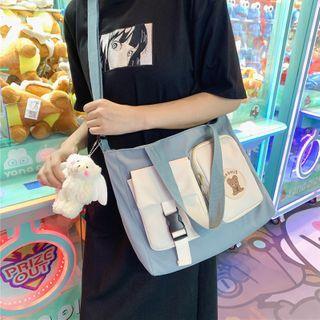 Two-tone Panel Nylon Crossbody Bag