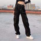 Contrast Stitch Straight Leg Jeans
