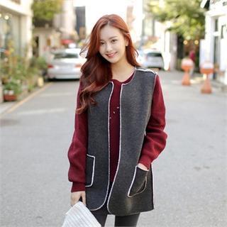 Open-front Wool Blend Vest