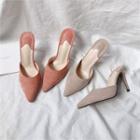 Cushioned High-heel Faux-suede Mules