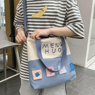 Two-tone Lettering Tote Bag