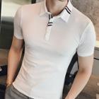 Striped Applique Short Sleeve Polo Shirt