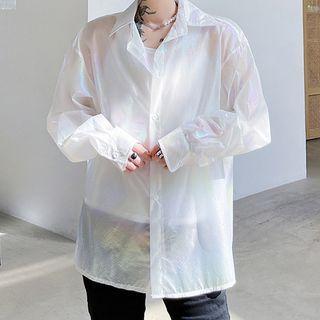 Glitter Oversized Sheer Shirt