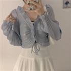 Ruffle Trim Tie-front Cropped Light Jacket
