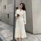 Floral Long-sleeve Midi Dress / Coat Dress