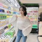 Long-sleeve Crocheted Knit Top