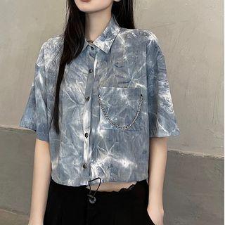 Short-sleeve Tie Dye Crop Shirt