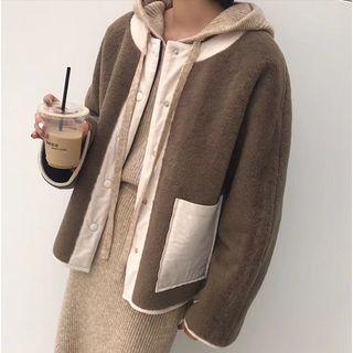 Two-tone Snap-buttoned Jacket