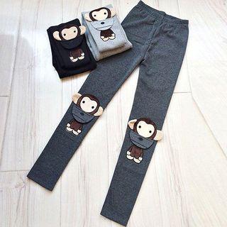Monkey Embroidered Leggings