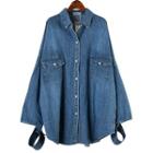 Cutout Long Denim Shirt