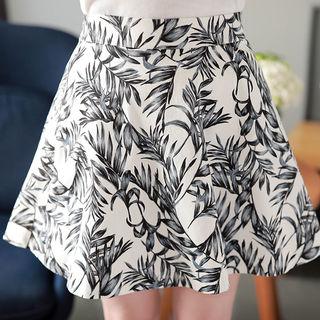 Foliage Flared Miniskirt