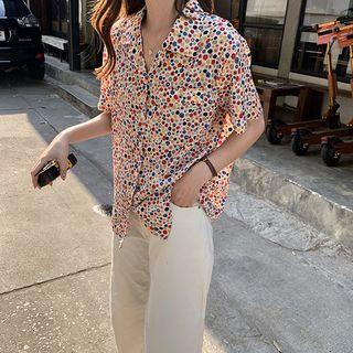 Notched-collar Dotted Shirt