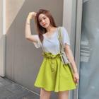 Set: Short-sleeve T-shirt + Suspender A-line Skirt
