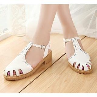 T-strap Perforated Sandals