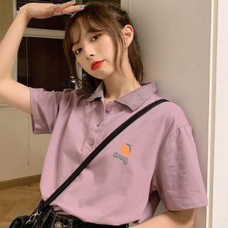 Short-sleeve Orange Print Polo Shirt