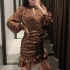 Long-sleeve Snake Print Dress