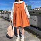 Long-sleeve Frill Trim Collar Blouse / A-line Overall Dress