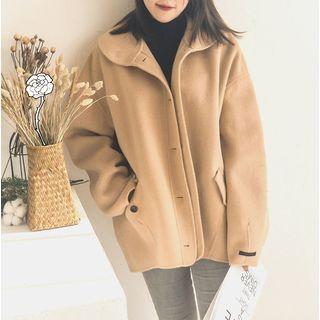 Woolen Single-breasted Coat Khaki - F