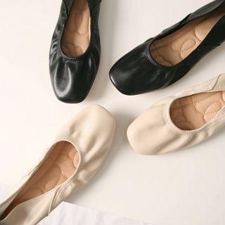 Square-toe Banded Ballerina Flats