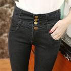 Buttoned Lace Up Skinny Jeans
