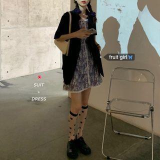 Short-sleeve Floral Dress / Blazer