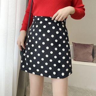 Dotted Corduroy A-line Mini Skirt