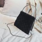 Chain Strap Quilted Fleece Crossbody Bag