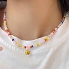 Smiley Resin Pendant Necklace Blue & Yellow & Orange - One Size