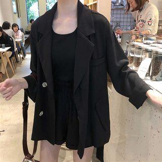 Set: Double-breasted Blazer + Wide-leg Shorts