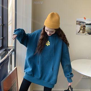Flower Crewneck Loose-fit Long-sleeve Hoodie