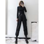 Buckled-accent Cargo Jogger Pants With Suspender