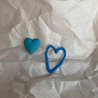 Asymmetrical Heart Stud Earring 1 Pr - Blue - One Size