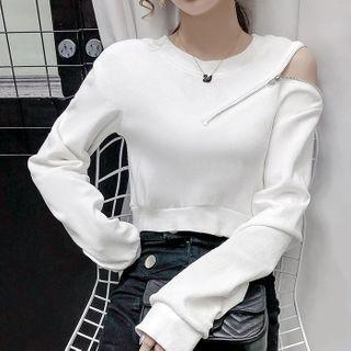 Cold-shoulder Zip Detail Sweatshirt