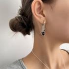 Heart Hoop Earring 1 Pair - Hoop Earring - Heart & Tassel - Black - One Size