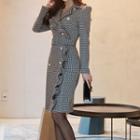 Long-sleeve Plaid Double Breasted Coat Dress