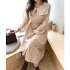Wide-collar Pleated Dress