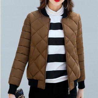 Patch Embroidered Padded Zip Jacket